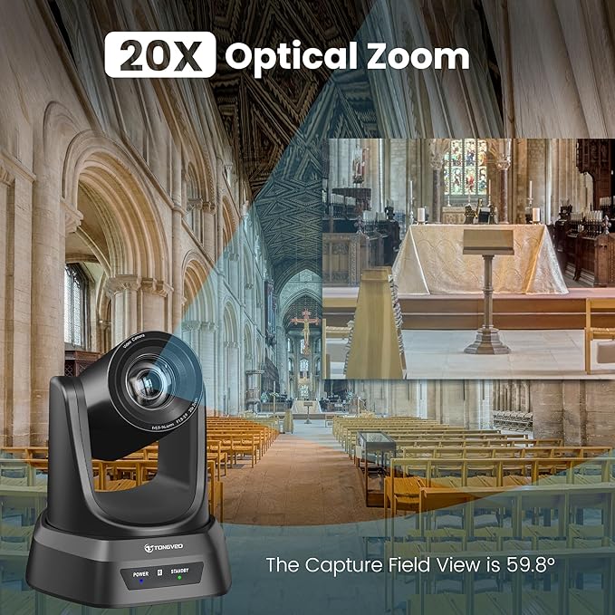 TONGVEO HDMI 20X Optical Zoom PTZ Conference Room Camera System, 1080P 60fps - Image 7
