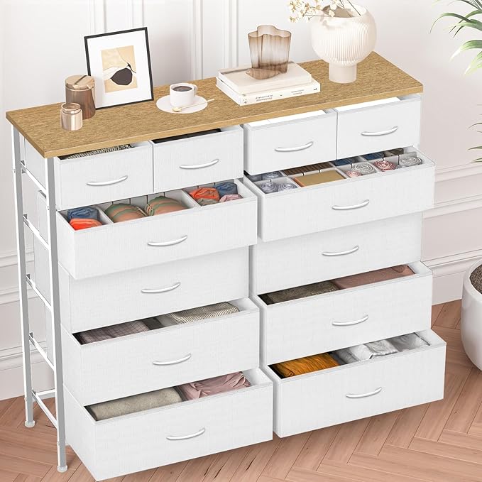 Compact 12 Drawers Dresser for Bedroom, Fabric Storage Tower, Chest of Drawers - Image 7