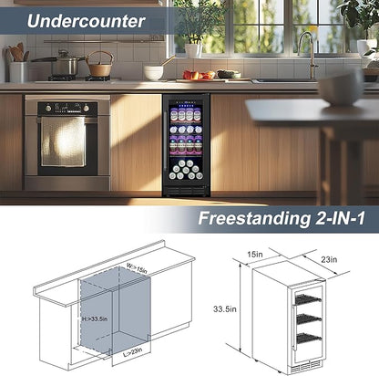 Beverage Refrigerator Cooler, 15 Inch 130 Cans Under Counter Refrigerator Beer - Image 8