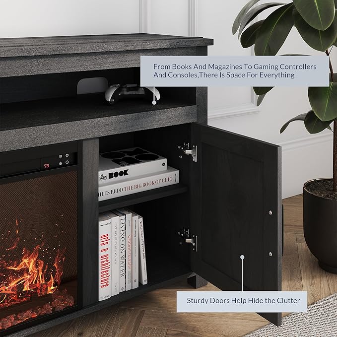 BELLEZE 58" Farmhouse Fireplace TV Stand - Image 3