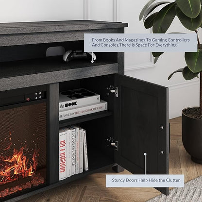 BELLEZE 58" Farmhouse Fireplace TV Stand - Image 3