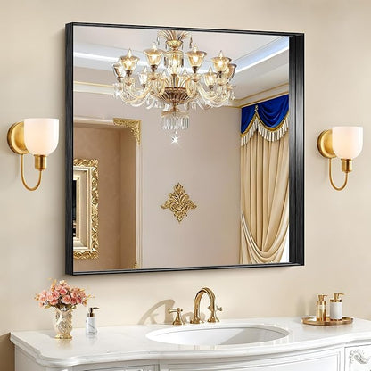 CIRCUMI Black Bathroom Mirror, Brushed Finish, Tempered Glass, Mirror by CIRCUMIMirror