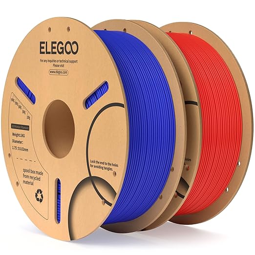 ELEGOO PLA Filament 1.75mm Dark Blue & Red 2KG, 3D Printer Filament Dimensional by ELEGOO