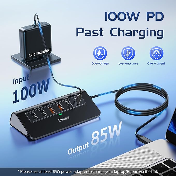P9R PRO USB C Hub Ethernet, 10Gbps Laptop Docking Station 10-in-1 - Image 7