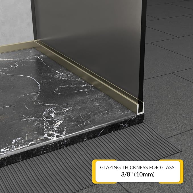 Brixwell 3/8" Fixed Panel Shower Door Deep U Channel, Antique Brushed Nickel - Image 5