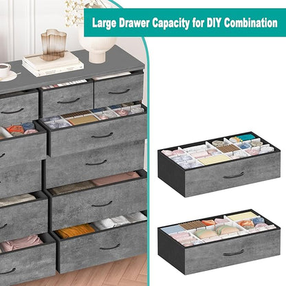Gray Dresser for Bedroom with 12 Deep Drawers, Wide Chest of Drawers, Tall - Image 4