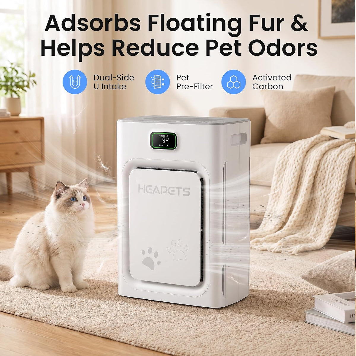 pet air purifier for home large room 2500 shown in use