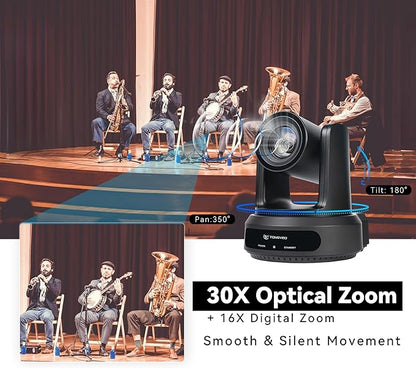 TONGVEO AI Auto-Tracking IP PTZ Camera SDI/HDMI/USB3.0/LAN PoE 30X Optical + - Image 4