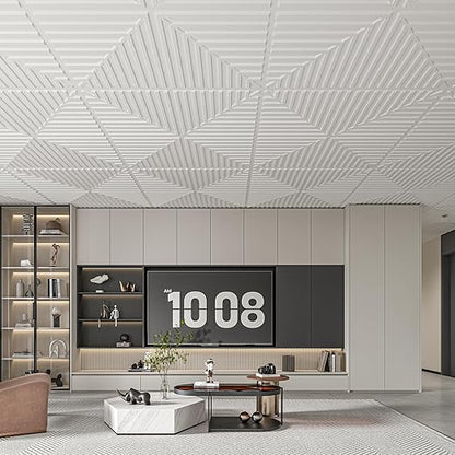 Art3d 12-Pack Drop Ceiling Tiles 2x2 FT, PVC 3D Textured Panels - Image 4