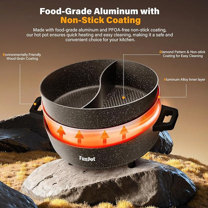 6L Electric Hot Pot with S-Shape Dual-Divider, Smart Temperature Control - Image 2