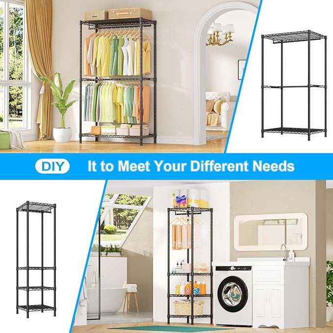 Ulif E10 Clothes Rack（With Stretchable Hanger Rod）Freestanding Clothing Racks - Image 6