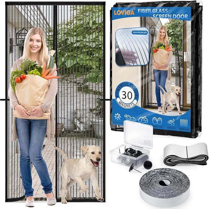 Heavy Duty Door Screen Magnetic Closure, LOVIGA Thickened Fiberglass Screen - Image 2