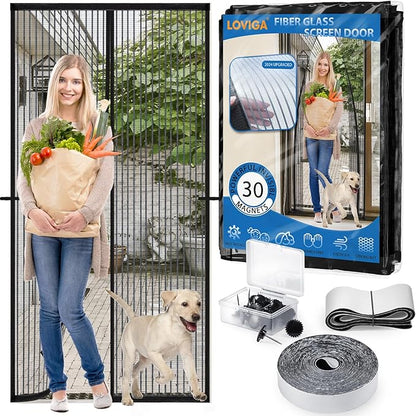 Heavy Duty Door Screen Magnetic Closure, LOVIGA Thickened Fiberglass Screen - Image 2