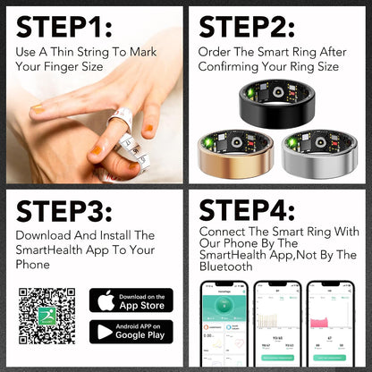 smart health ring fitness tracker for men women, front angle view