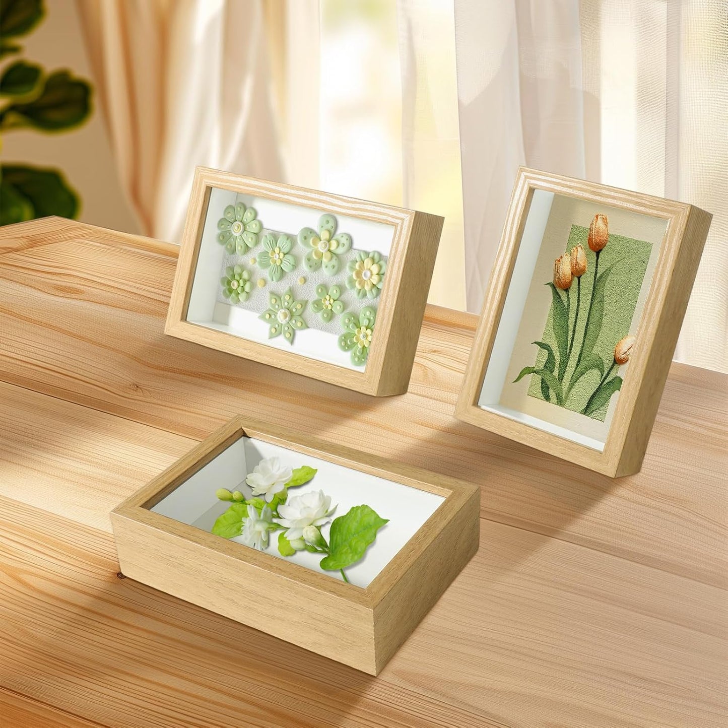 5x7 Wood Color Shadow Box Frame Display Case | With Real Glass for Memorabilia,Wedding Memories,Pins,Awards,Crafts,Tickets and Photos