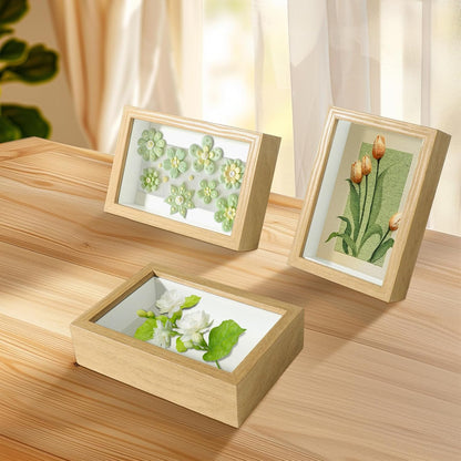 5x7 Wood Color Shadow Box Frame Display Case | With Real Glass for Memorabilia,Wedding Memories,Pins,Awards,Crafts,Tickets and Photos