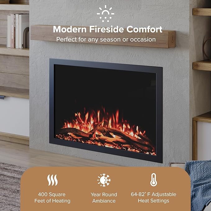 Modern Ember Highmark Traditional 38 Inch Built-in Smart Electric Fireplace - Image 5