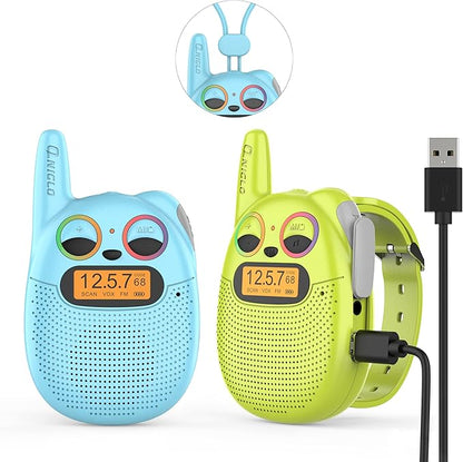 Qniglo Walkie Talkies for Kids Rechargeable 2 Pack, Christmas Birthday Gifts by QNIGLO