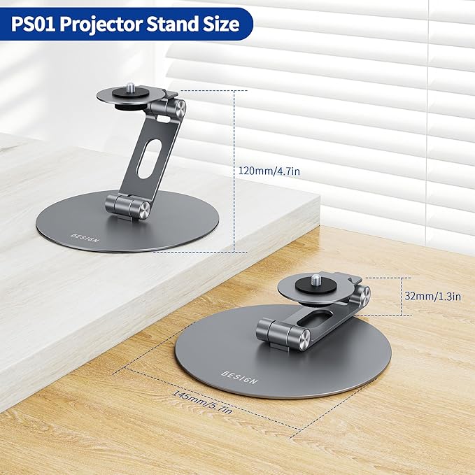 BESIGN PS01 Projector Foldable Mount Stand, Angle Adjustable Projector Stand - Image 6