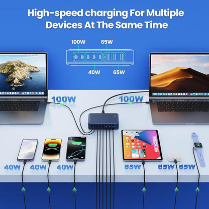 USB C Charger Block 515W GaN IV 8 Port Fast Charging Station Hub, Dual PD 100W - Image 3