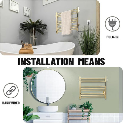 K&KALONZO Towel Warmer for Bathroom, Wall-Mounted 9-Bar Heated Towel Rack - Image 4