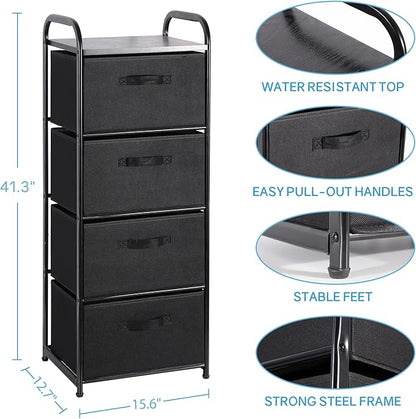 MAX Houser 4 Drawer Fabric Dresser Tall Storage Tower, Dresser Chest - Image 3