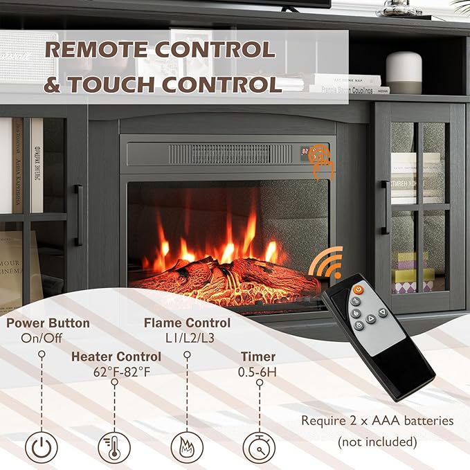 SIMOE Fireplace TV Stand up to 40'' 65'' TV, 58 inch Electric Fireplace TV - Image 2