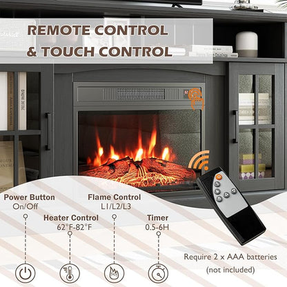 SIMOE Fireplace TV Stand up to 40'' 65'' TV, 58 inch Electric Fireplace TV - Image 2