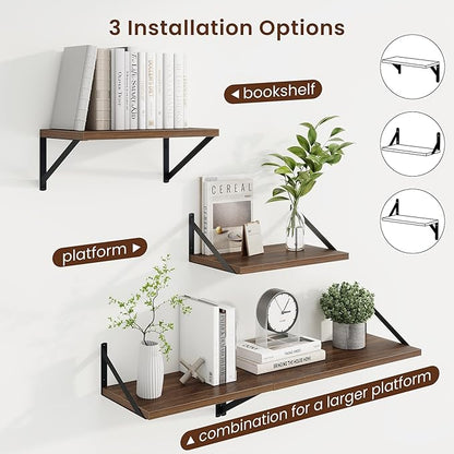Axeman Deep Floating Shelves | 16 Inch Walnut Wall Shelves Set of 2 | 10 Inch - Image 4