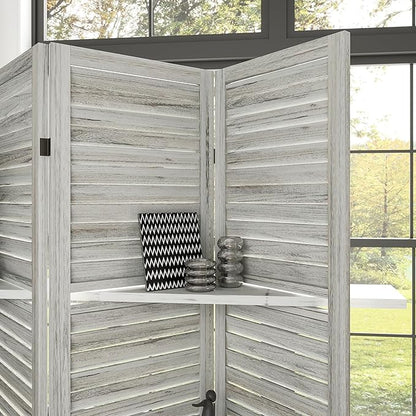 HOMCOM Room Divider, 4 Panel 67" Tall Wood Privacy Screen - Image 9