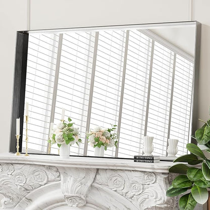 Koonmi 30x48 Inch Black Metal Framed Bathroom Mirror - Image 3