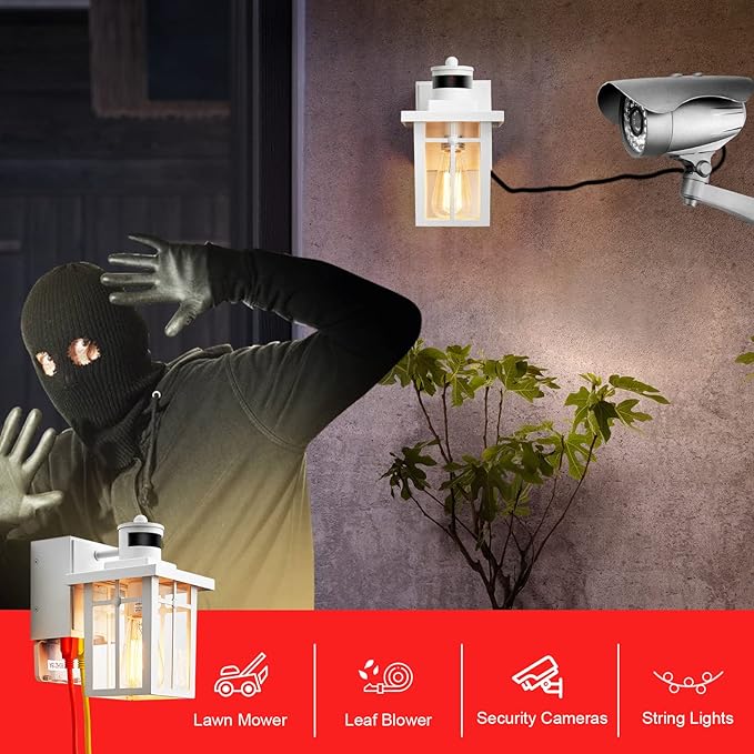 2 pack Porch Lights with GFCI Outlet, Dusk to Dawn Motion Sensor Outdoor Lights - Image 7
