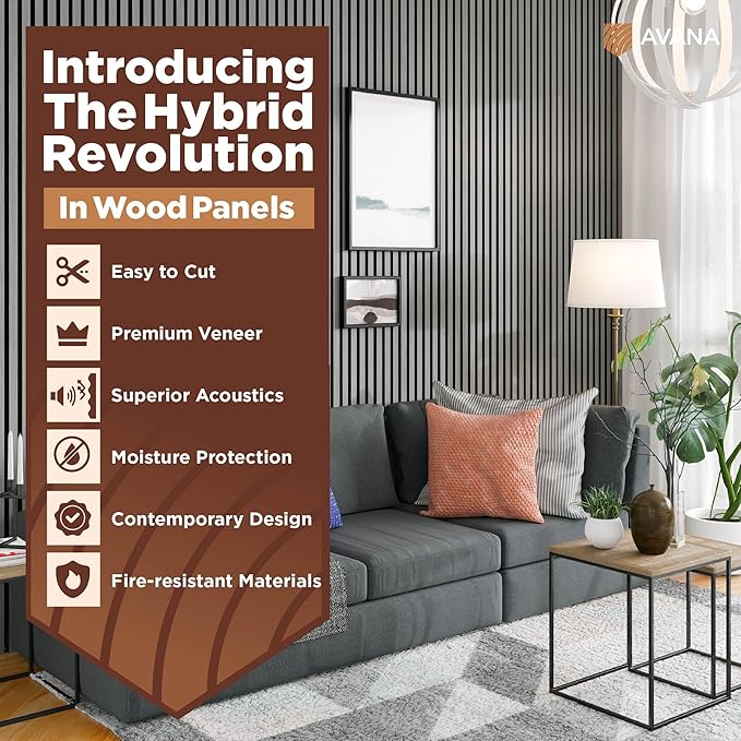 Avana Acoustic Wood Wall Panels – 94.4 x 12.6 Inch Gray Oak Acoustic Panels 2 - Image 2