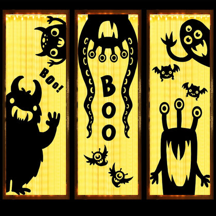 JOYIN 6Pcs Halloween Decorations Window Covers Clings, Monster Novelty Cute Wiggly Decor Decal Stickers for Party Supplies