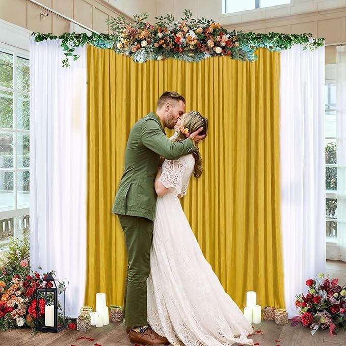 10 x 10 Feet Gold Backdrop Curtain for Partie, Background Curtains for Photos...
