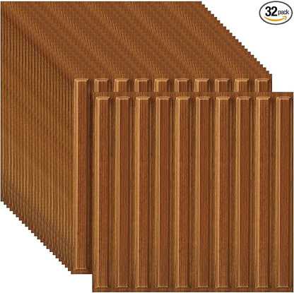 Nuanchu 32 Pcs 3D Slat Wall Panels 12 x 12 Inch PVC Fluted Textured Panel by Nuanchu