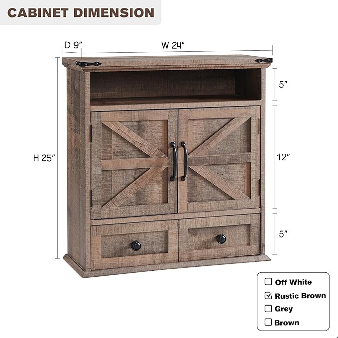 ACCOHOHO Bathroom Wall Cabinet, Farmhouse 24" Wide Medicine Cabinet - Image 2