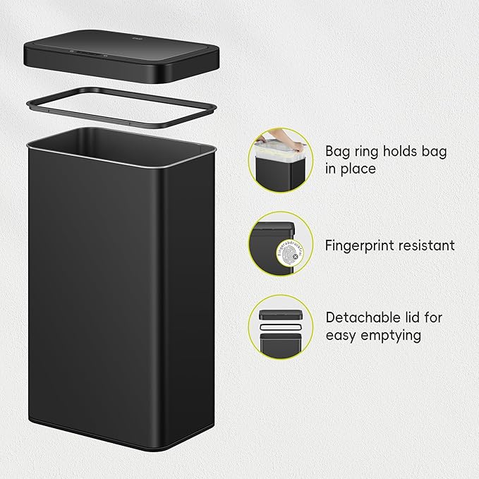 EKO Nova Sensor Trash Can, 21 Gallon/80 Liter Stainless Steel Rectangular - Image 7