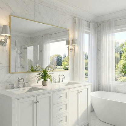 55"x30" Gold Bathroom Mirror, Metal Framed Vanity Mirror - Image 9
