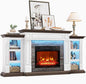 72" Electric Fireplace with Mantel and Cabinets, Fireplace TV Stand by Naice