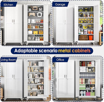 75" H Metal Garage Storage Cabinet, Rolling Tool Cabinet - Image 6