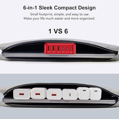 USB C Fast Charger 100W GaN 6 Port Type USB C Charging Station Hub Block Wall - Image 7