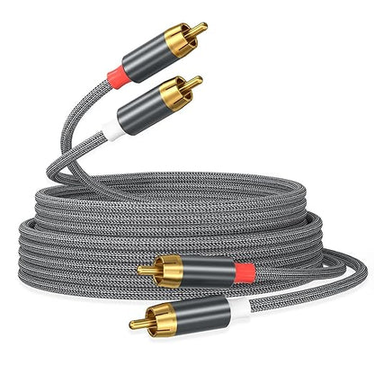 AGVEE 25ft RCA Cable, 2 RCA Male Thickened Six Claws Plug Stereo Auxiliary by AGVEE