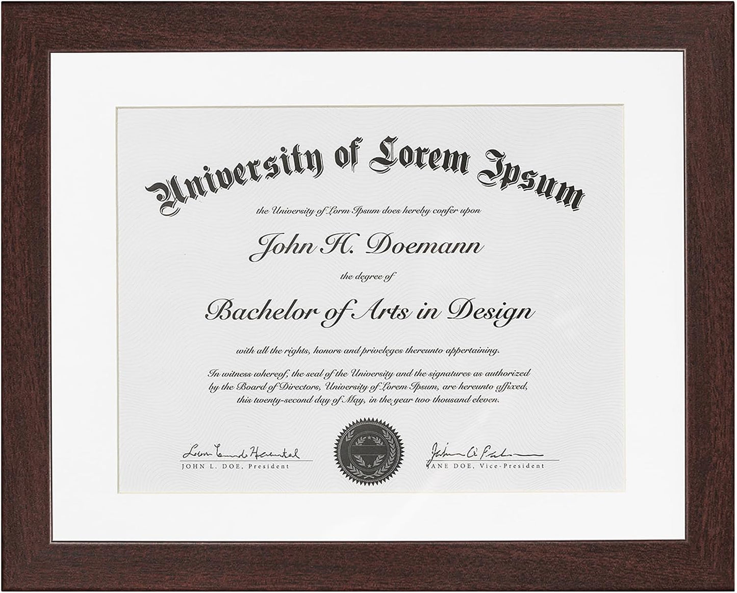 Americanflat 11x14 Diploma Frame with Shatter-Resistant Glass - Use as 8.5x11 Frame with Mat or Display 11x14 Documents Without Mat - Certificate Frames with Engineered Wood for Wall - Mahogany | Engineered Wood construction, Shatter-resistant glass
