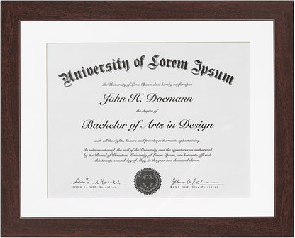 Americanflat 11x14 Diploma Frame with Shatter-Resistant Glass - Use as 8.5x11 Frame with Mat or Display 11x14 Documents Without Mat - Certificate Frames with Engineered Wood for Wall - Mahogany | Engineered Wood construction, Shatter-resistant glass