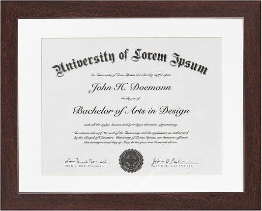 Americanflat 11x14 Diploma Frame with Shatter-Resistant Glass - Use as 8.5x11 Frame with Mat or Display 11x14 Documents Without Mat - Certificate Frames with Engineered Wood for Wall - Mahogany | Engineered Wood construction, Shatter-resistant glass