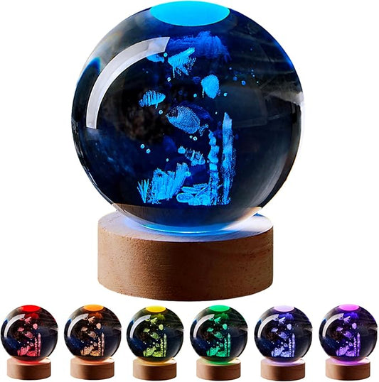 Conalisk 3D Underwater World Crystal Ball Lamp, Lifelike LED Fish Crystal Night by Conalisk
