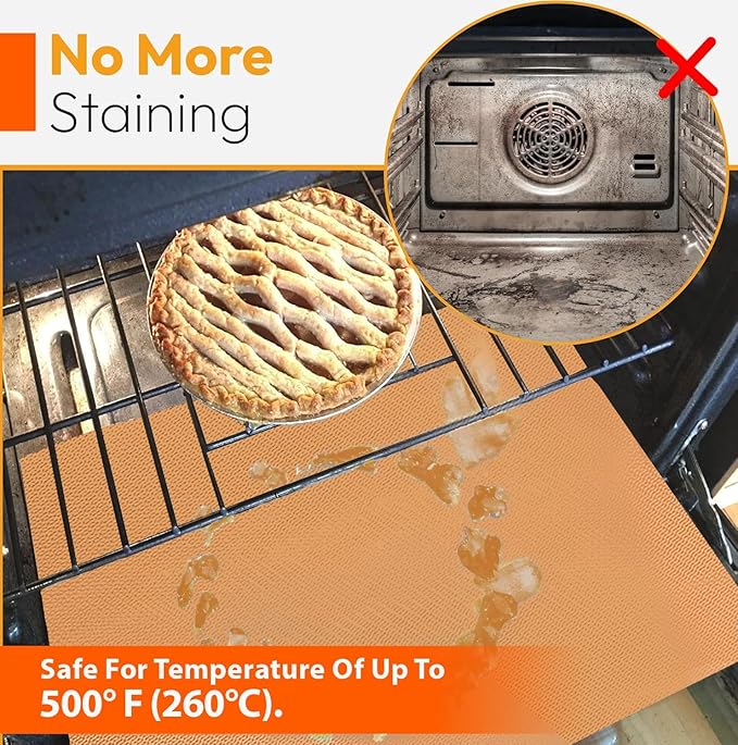 Copper 2 Pack Heavy Duty Non Stick Teflon Oven Liners Mat, Large Thick Liners - Image 5
