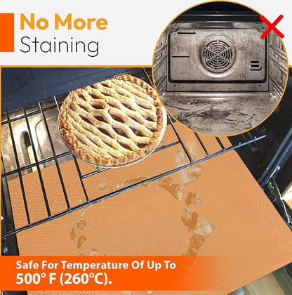 Copper 2 Pack Heavy Duty Non Stick Teflon Oven Liners Mat, Large Thick Liners - Image 5