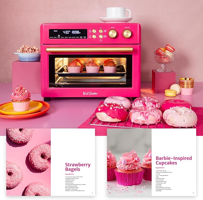 VAL CUCINA Limited Edition Happy Pink Infrared Heating Air Fryer Toaster Oven - Image 9